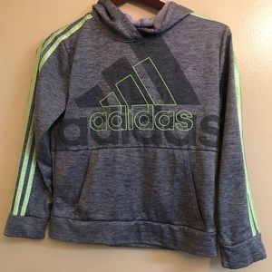Adidas Fleece Hoodie Boy Medium 10/12 Dark Gray Green Pullover